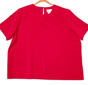 Susan Graver Bold Red Short Sleeve Blouse